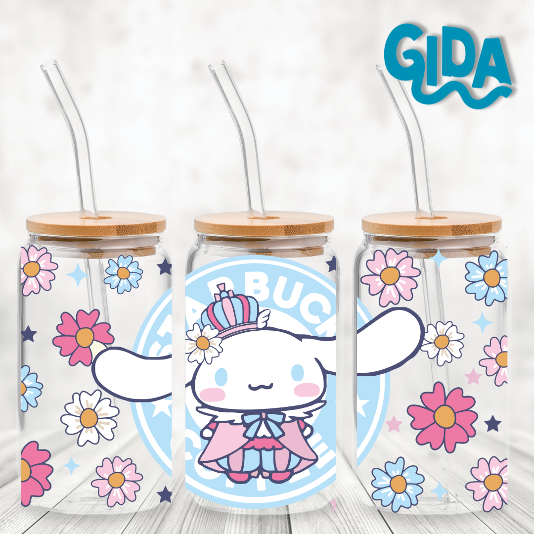 UV DTF WRAP - Blue kitty Coffee libbey cup Wrap