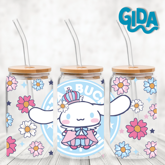 UV DTF WRAP - Blue kitty Coffee libbey cup Wrap