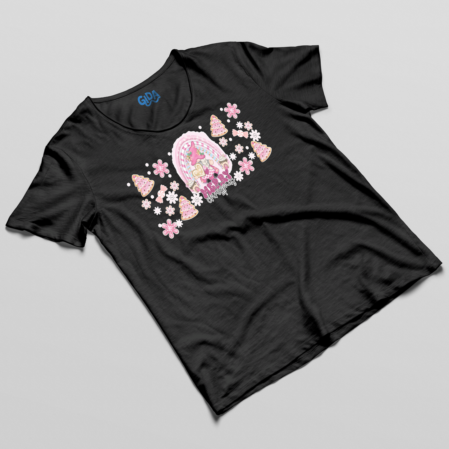 DTF - Pink Gnome Christmas Textil