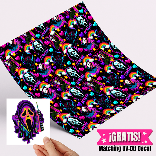 High Quality Printed Adhesive Vinyl – Permanent Finish 12x12" Neon Scream / Free Uvdtd decal