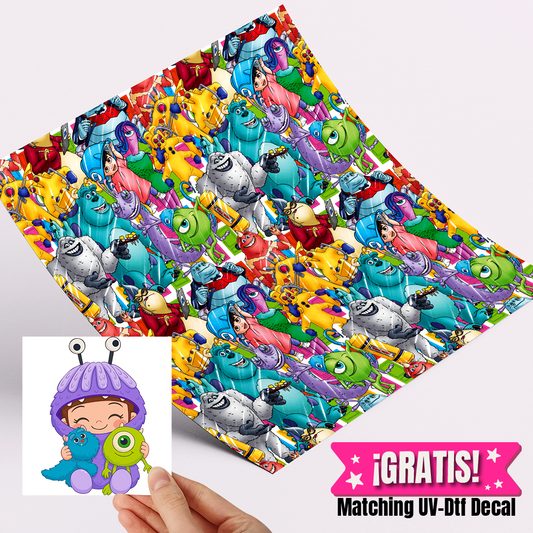 High Quality Printed Adhesive Vinyl – Permanent Finish 12x12" Monsters inc / Free Uvdtd decal