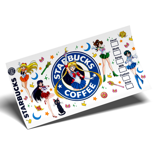 UV DTF Cup Wrap - Sailor Moon Blue Logo