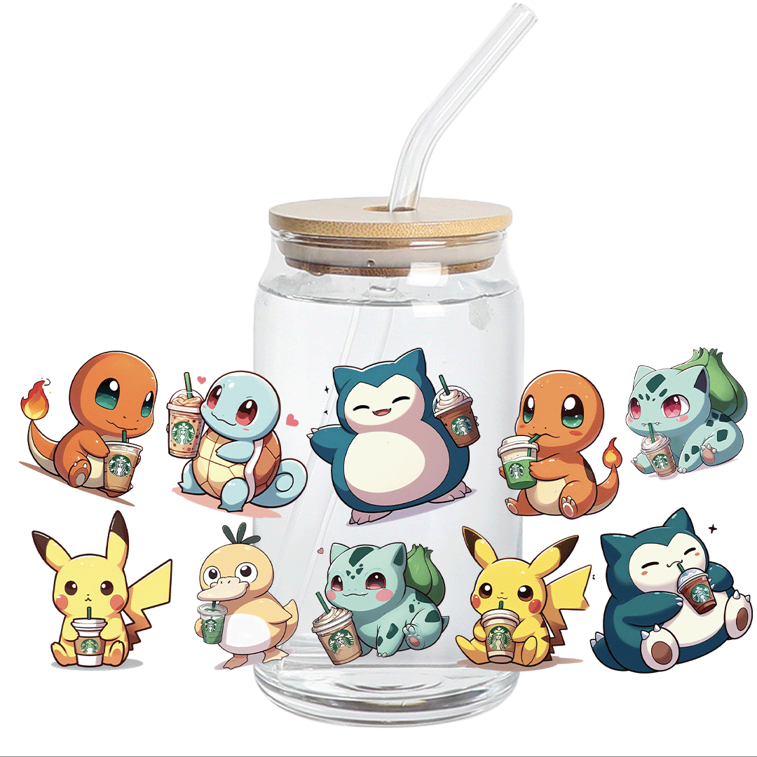 UV DTF Stickers Wrap - Pokes with cups - cup wrap STICKER