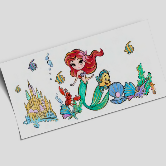 UV DTF Wrap Stickers - Under the sea Ariel - 16oz libbey