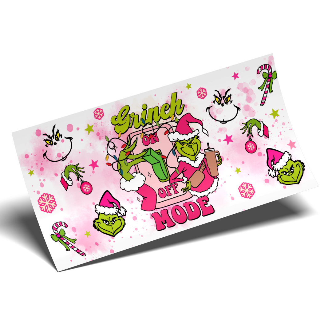 Cup Wrap Sticker - UV DTF transfer grinch ON OFF mode