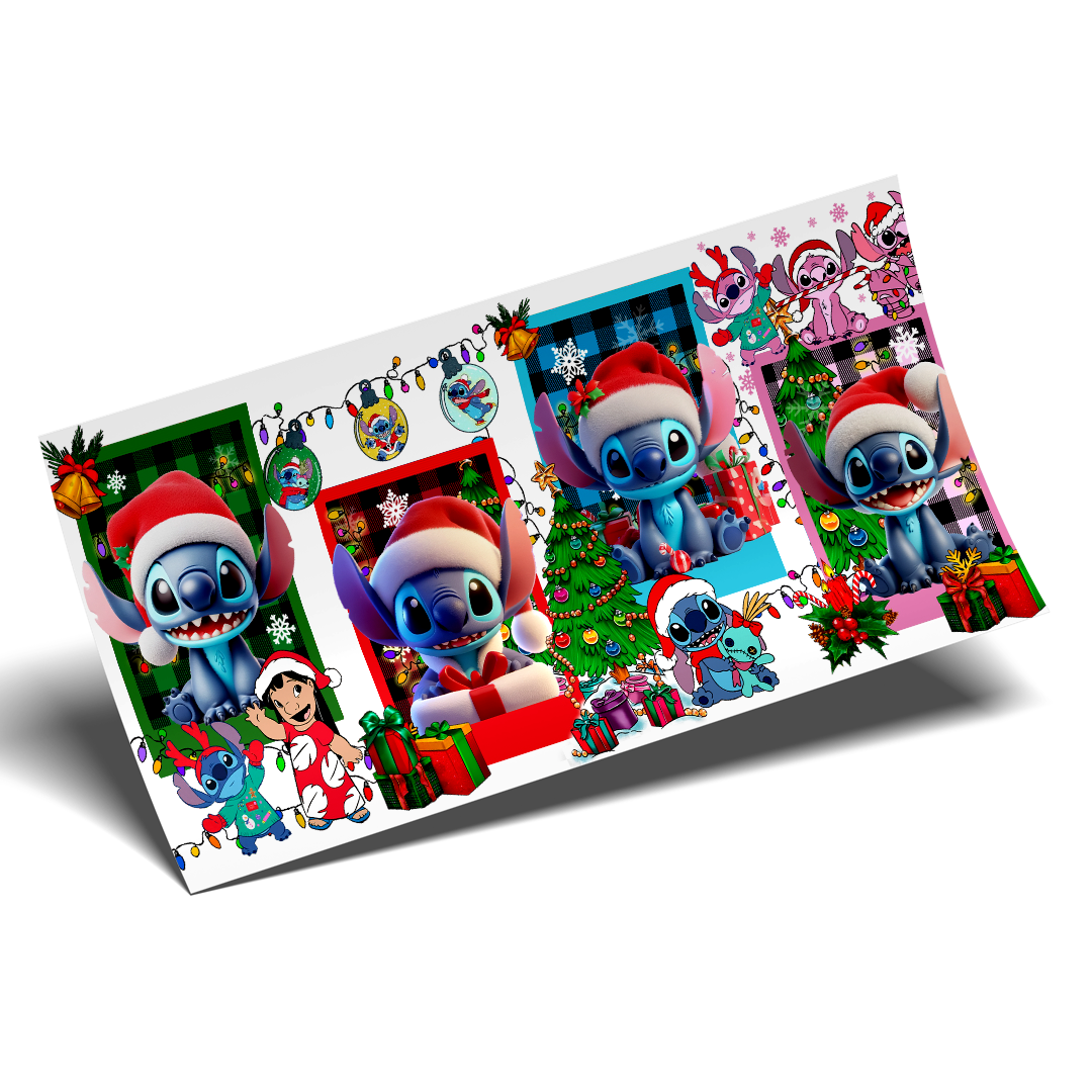 Cup Wrap Sticker - UV DTF transfer Stitchy Christmas picture frame