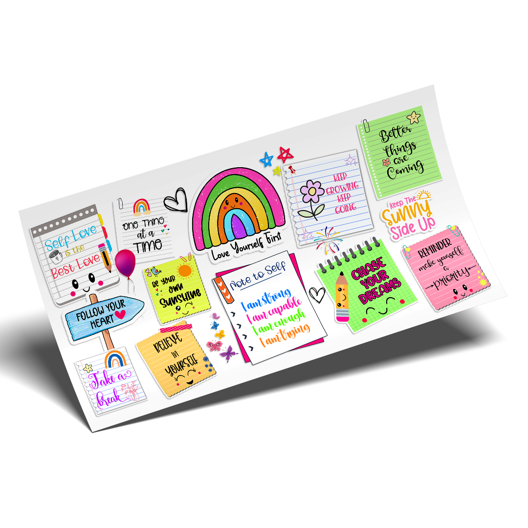 Cup Wrap Uv Dtf Sticker - Self love sticky notes