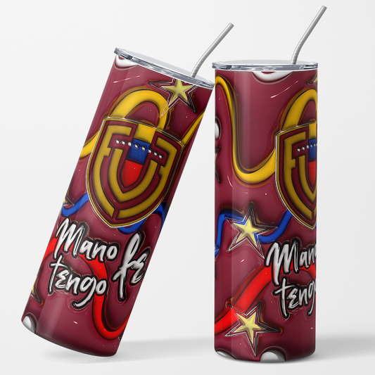 Printed Vinyl 3D - Stars La Vinotinto Soccer 20oz Straight Tumbler wrap Vinyl mano tengo fe