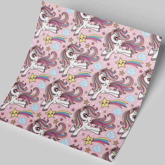 12x12" Permanent Printed Vinyl - Unicorn Pink Shooting Star