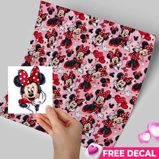 High-Quality Printed Adhesive Vinyl – Permanent Finish 12x12" Minnie / Free Uvdtd decal