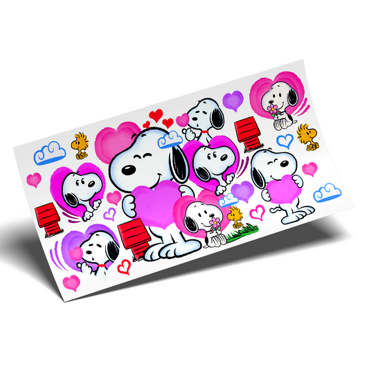 UV DTF Wrap Stickers - Pink Hearts Snoopy Exclusive Design