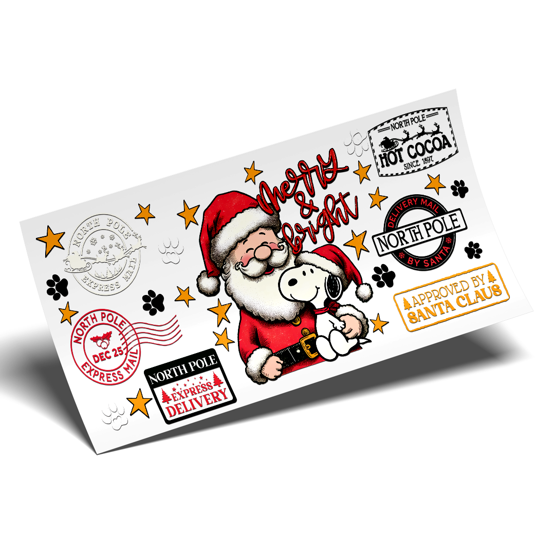 Cup Wrap Sticker - UV DTF transfer Snoopy and Santa
