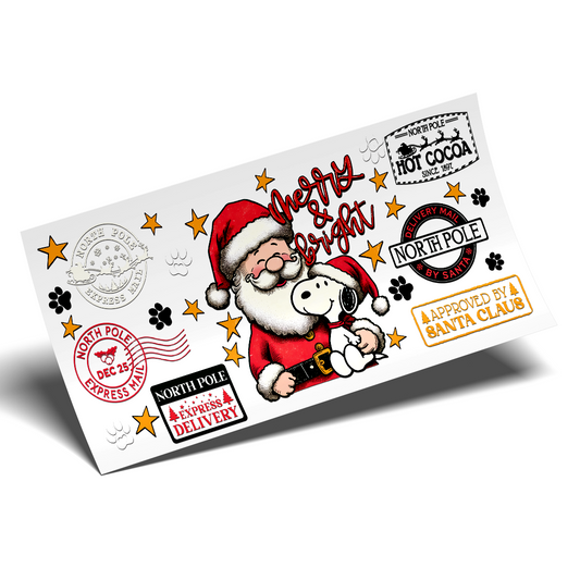 Cup Wrap Sticker - UV DTF transfer Snoopy and Santa