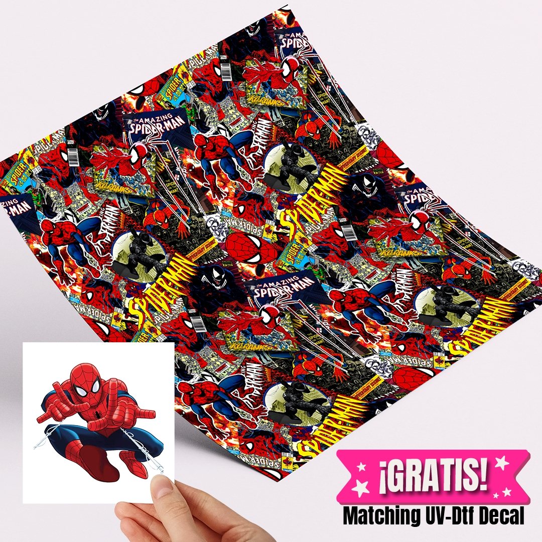 High Quality Printed Adhesive Vinyl – Permanent Finish 12x12" Spiderman / Free Uvdtd decal