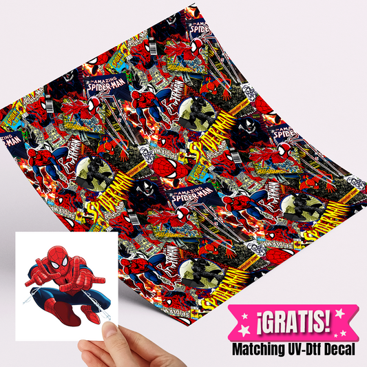 High Quality Printed Adhesive Vinyl – Permanent Finish 12x12" Spiderman / Free Uvdtd decal