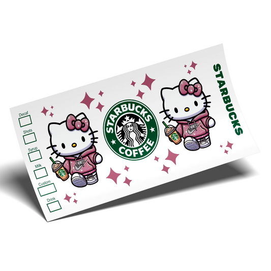 Cup Wrap Sticker - UV DTF Kitty Glittered Coffee