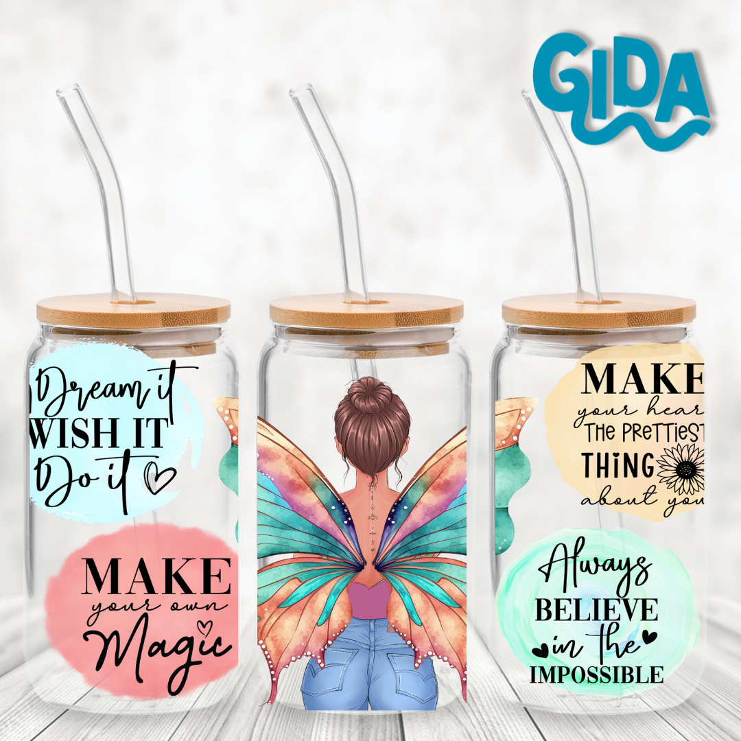 UV DTF - Make Magic Butterflies 16oz Libbey cup Wrap