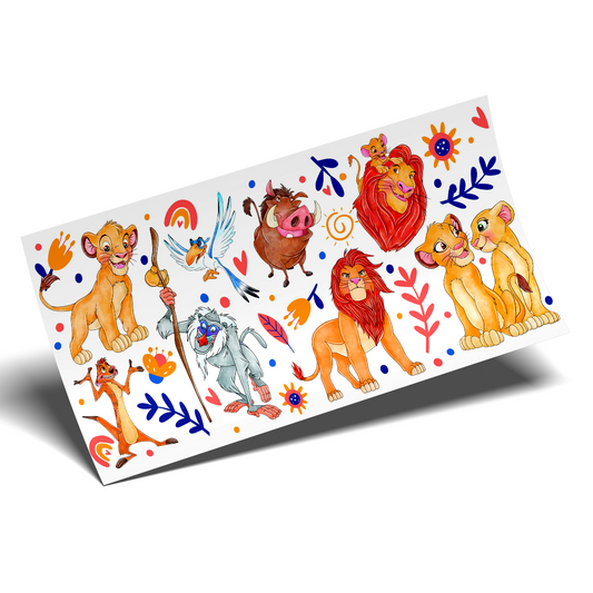 UV DTF - Cute Lion Watercolor Wrap