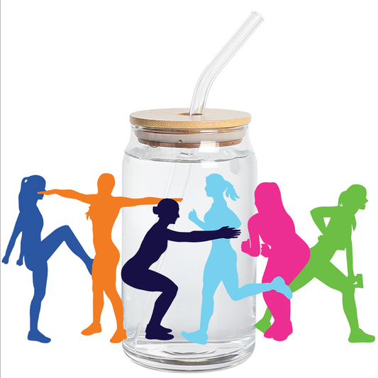 Cup wrap Stickers UV DTF - Fitness Girl Silhouette Glass Can Wrap LIBBEY 16 oz