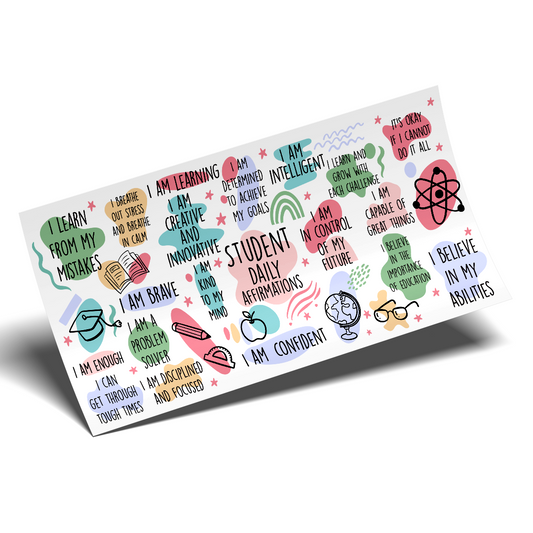Cup Wrap Sticker UV DTF - Student Affirmations