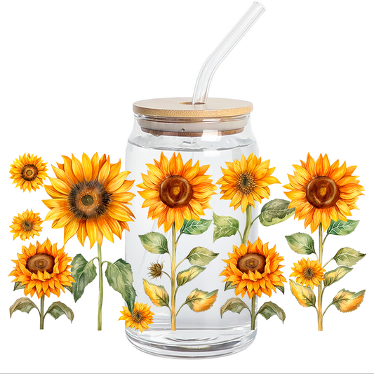 UV DTF wrap - Sunflowers Libbey cup Wrap - stickers