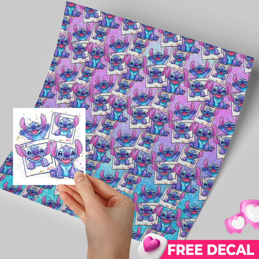 Printed Vinyl Sheet 12x12 " Permanent Vinyl - Stitch Polaroid