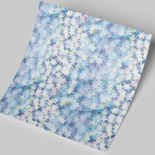 12x12" Permanent Printed Vinyl - Blue Shiny Stars