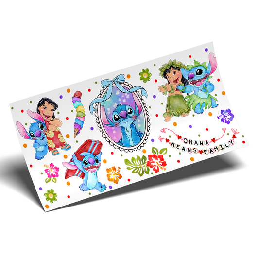 UV DTF Wrap Stickers - Stitch Ice Cream Ohana means Family