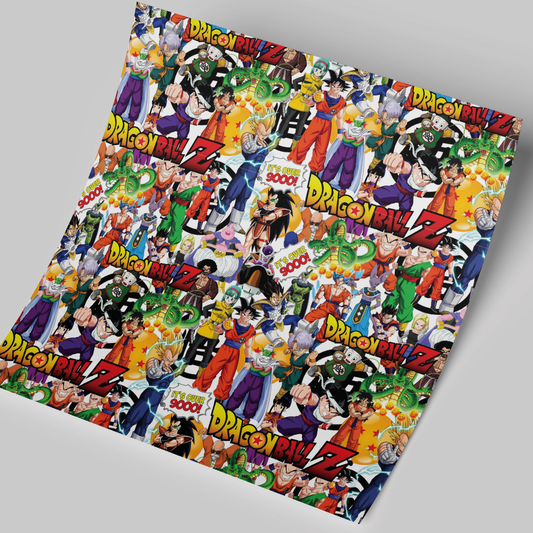 12x12" Permanent Printed Vinyl - Dragon Ball Characters Pattern