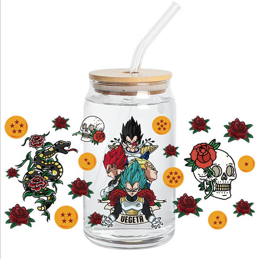 UV DTF Sticker Wraps - Vegeta Dragon ball Libbey cup Wrap