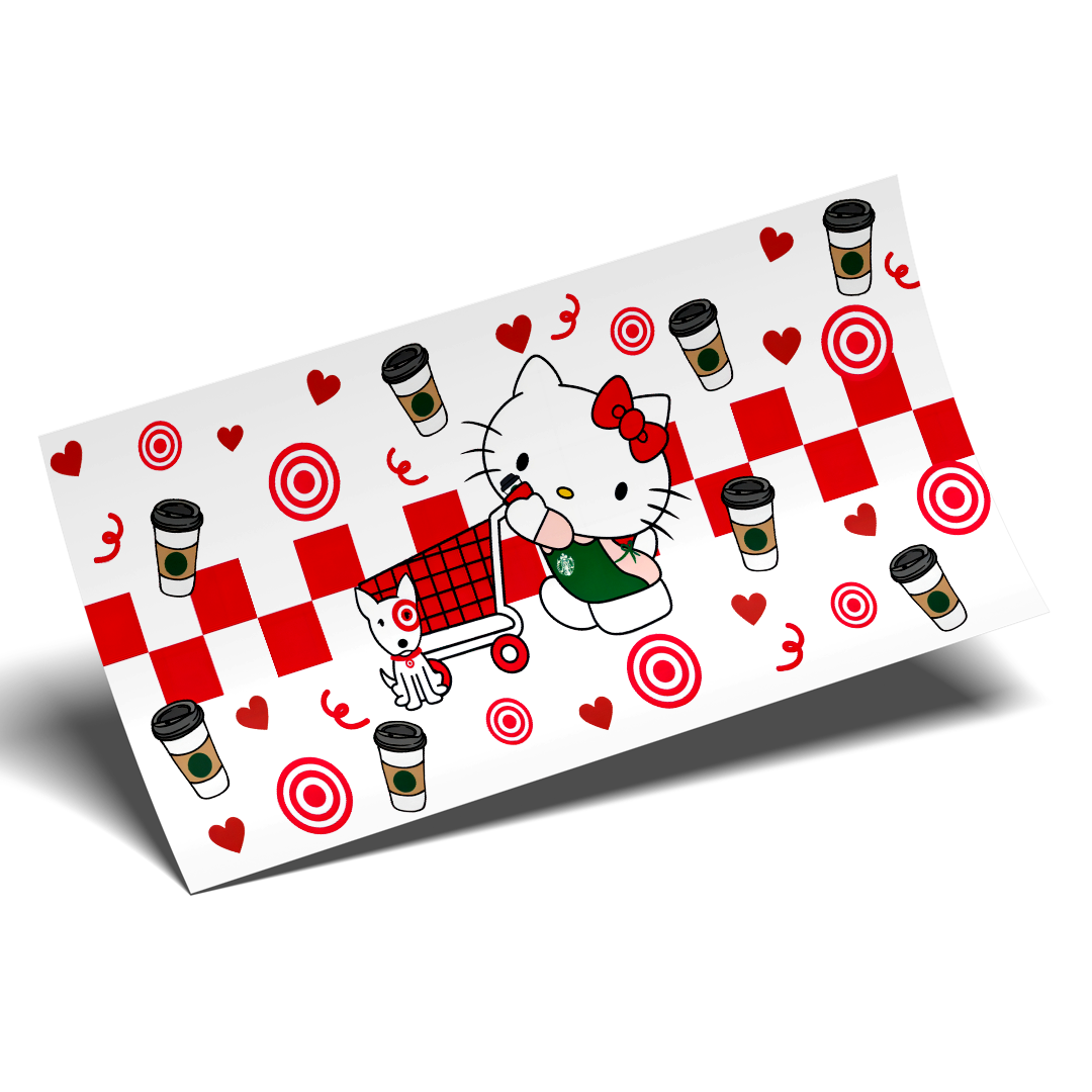 Cup Wrap Sticker UV DTF - Shopping with kitty