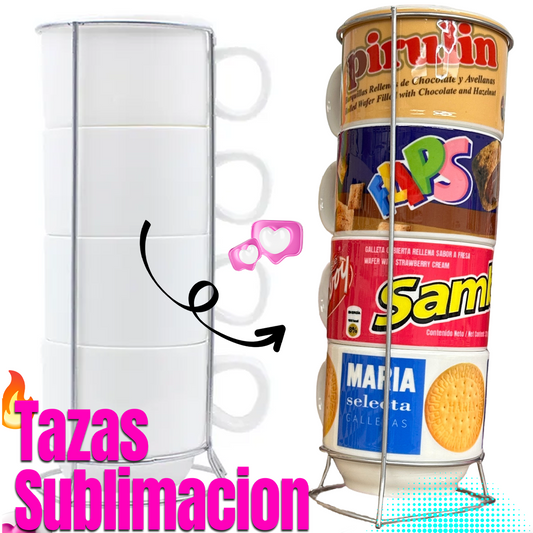 Set of 4 Sublimation Mugs – 6 oz White Ceramic Blanks tazas