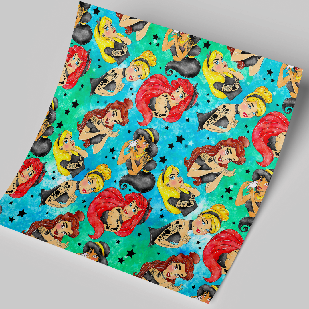 12x12" Permanent Printed Vinyl - Tattooed Princess