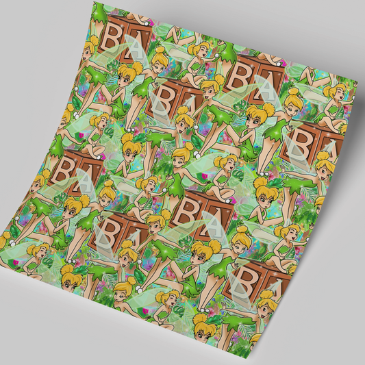 Printed Vinyl Sheet 12x12 " Permanent Vinyl - Tinkerbell ab