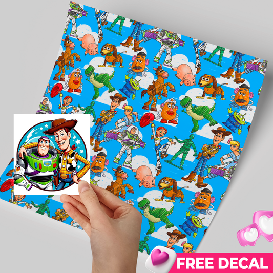 Printed Vinyl Sheet 12x12 " Permanent Vinyl - Free decal - toy friend