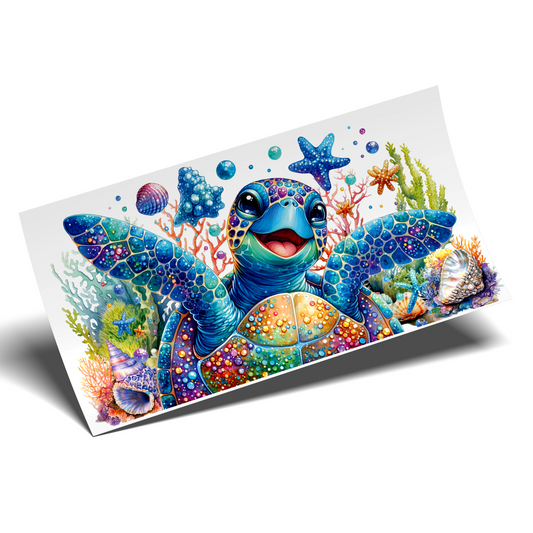 UV DTF Wrap Stickers - Sea Smiling Turtle