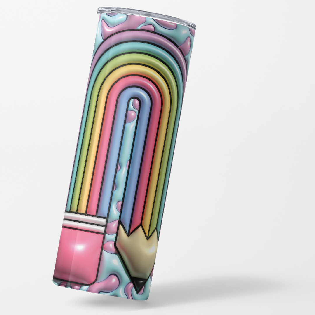 Printed Vinyl 3D - Animal Print Teacher Pencil 20oz Straight Tumbler wrap Vinyl