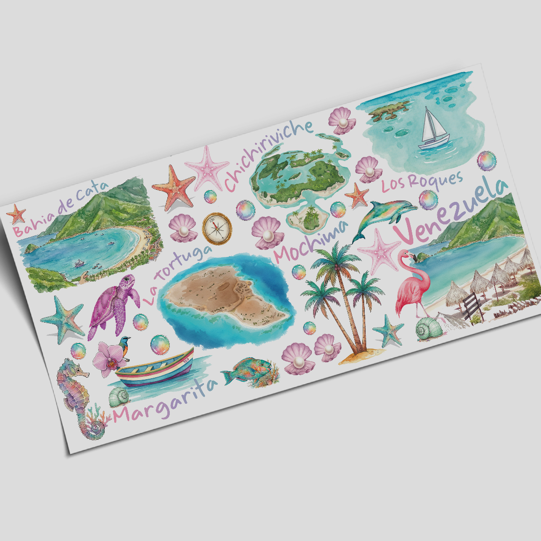 Cup Wrap Sticker - UV DTF Playas de Venezuela
