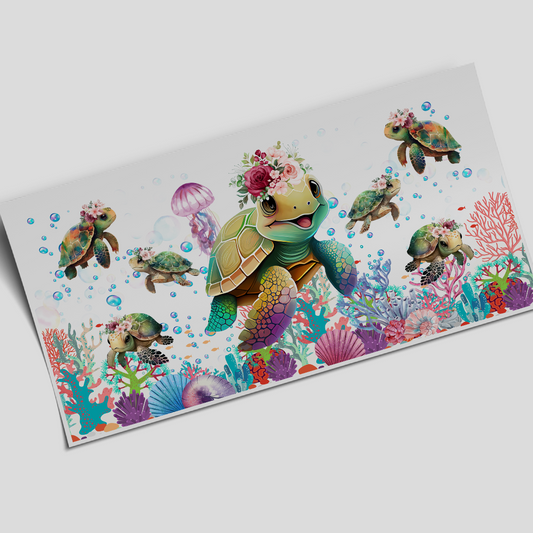 Cup Wrap Sticker UV DTF - cute turtle