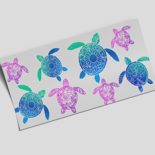 Cup Wrap Sticker UV DTF - Mandala Turtles