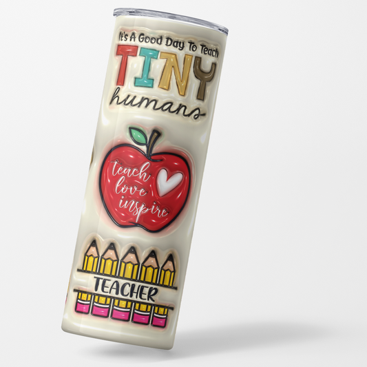 Printed Vinyl 3D - Teacher Fuel 3D Beige 20oz Straight Tumbler wrap Vinyl