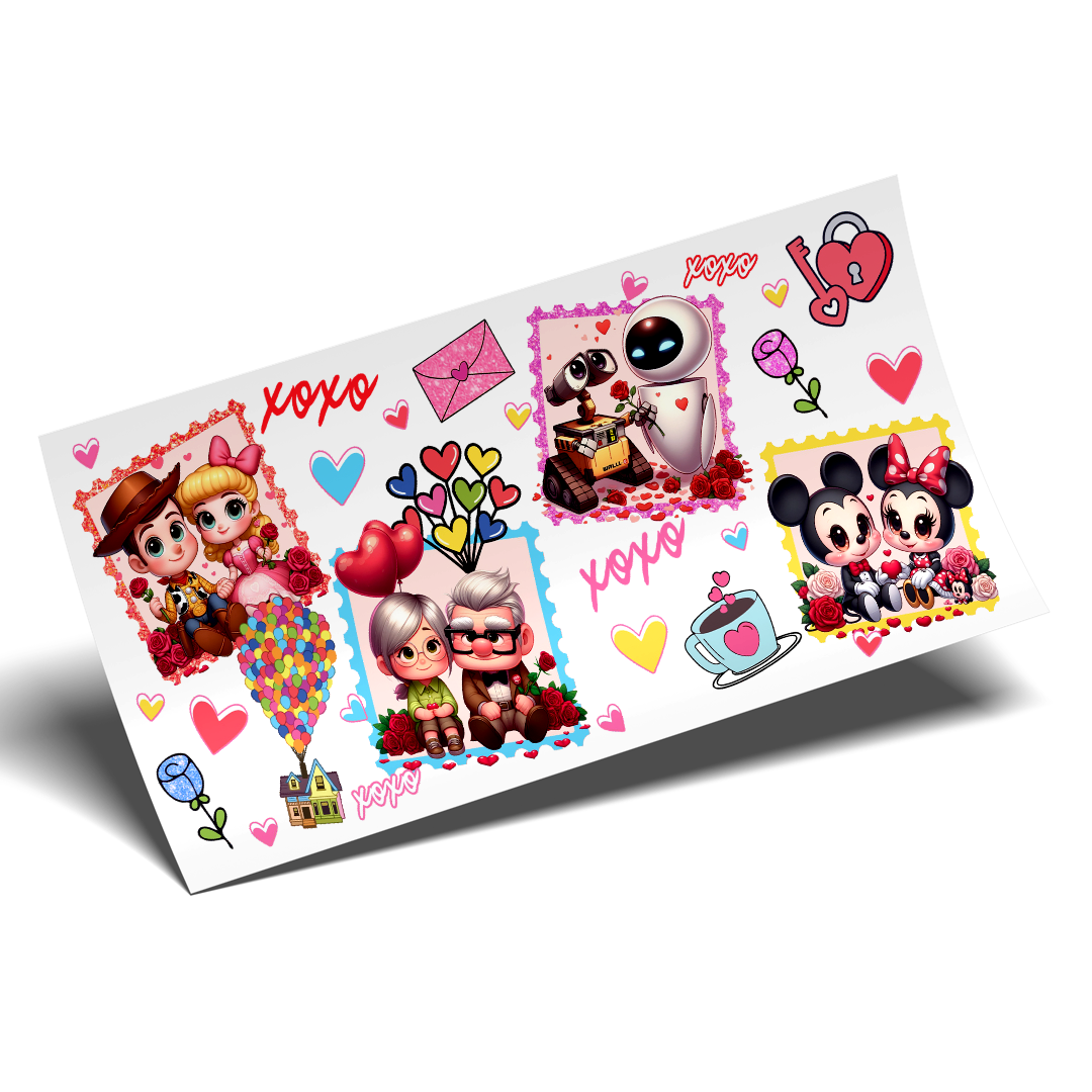 Cup Wrap Stickers UV DTF Wrap - 4 postal up love Libbey cup Wrap