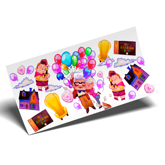 UV DTF Wrap Stickers - Up Carl and Ellie Vibrant house balloons