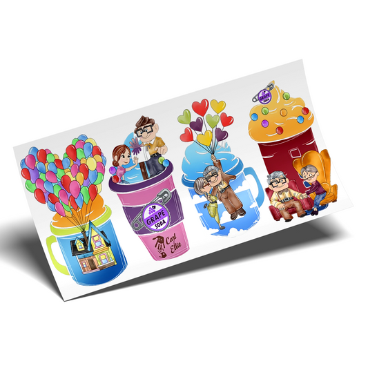 Cup Wrap Sticker - UV DTF transfer up the movie coffee