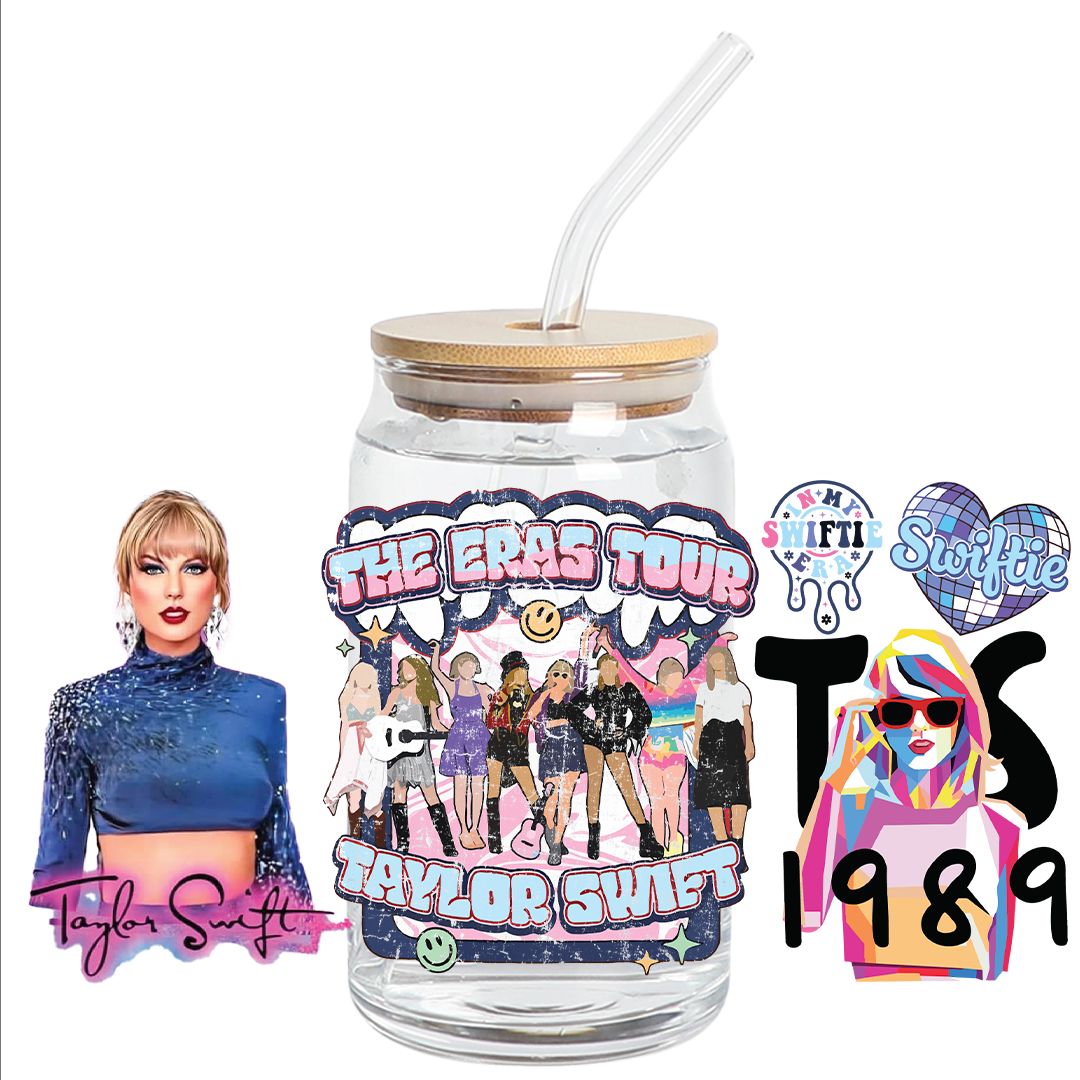 UV DTF Stickers Wrap - Blue Taylor Libbey cup Wrap