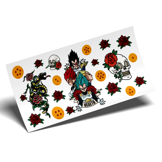 UV DTF Sticker Wraps - Vegeta Dragon ball Libbey cup Wrap