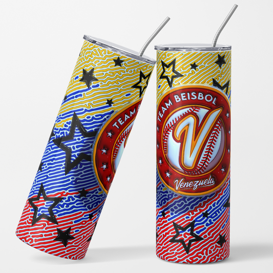Printed Vinyl 3D - Venezuela Baseball NO HIT NO RUN 2024 20oz Straight Tumbler wrap Vinyl