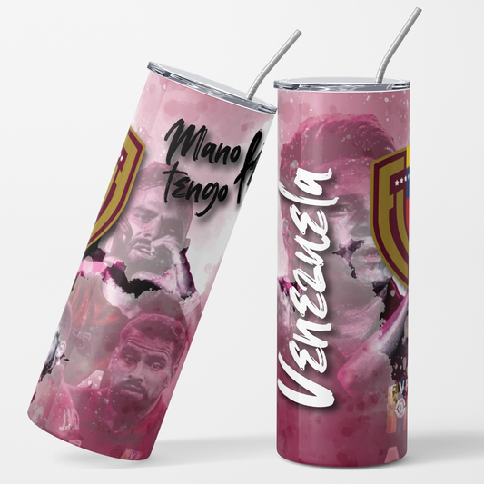 Printed Vinyl 3D - Acuarela Vinotinto Soccer 20oz Straight Tumbler wrap Vinyl mano tengo fe