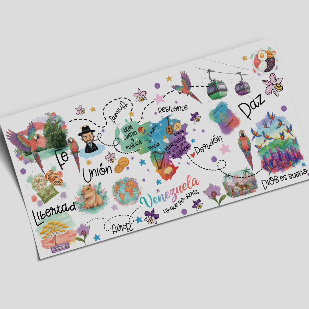 Cup Wrap Sticker - UV DTF Venezuela Manifiesta lo Bueno!