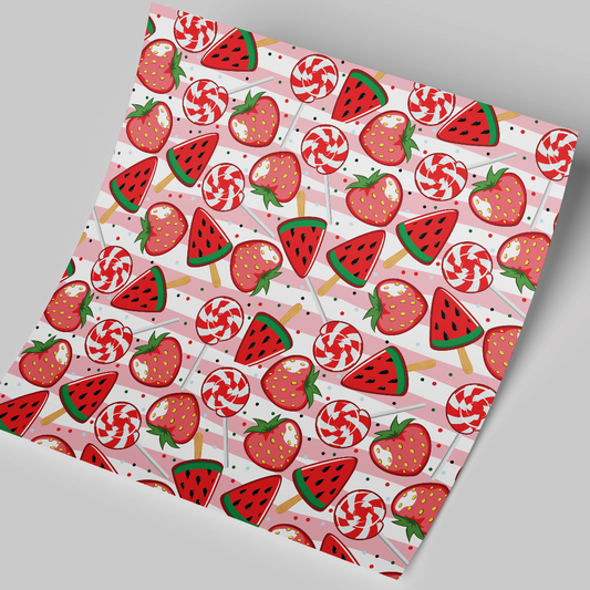 12x12" Permanent Printed Vinyl - Watermelon Lollipops and candies
